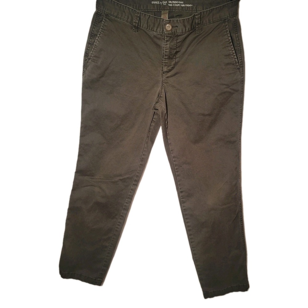 Gap Girlfriend Khaki‎ Pants Womens 2 Green Stretch Twill chino Preppy Casual
